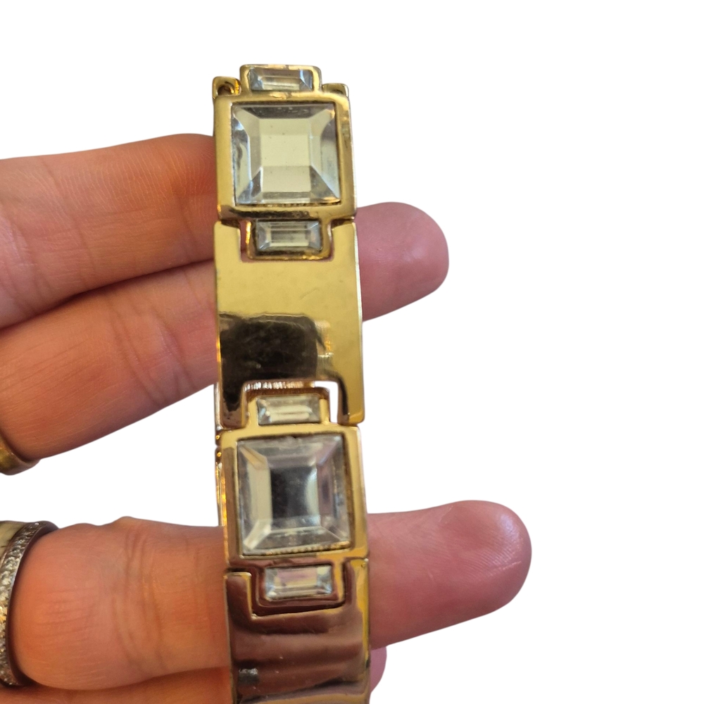 Vintage  Gold Tone And Clear Jewel Bracelet